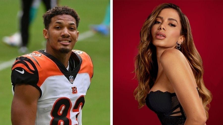 Tyler Boyd, wide receiver do Cincinnati Bengals, e Anitta trocam curtidas no Instagram - Montagem/UOL