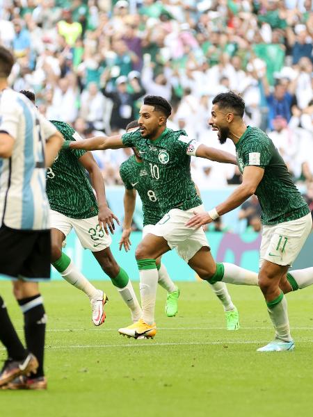 Al-Dawsari comemora segundo gol da Arábia Saudita contra a Argentina - Clive Brunskill/Getty Images