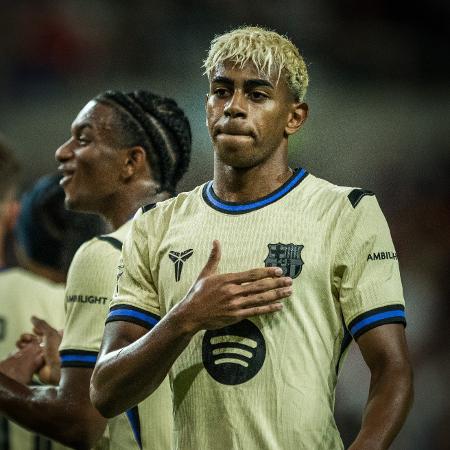 Yamal comemora gol do Barcelona em amistoso contra o FC Seoul Yamal comemora gol do Barcelona em amistoso contra o FC Seoul