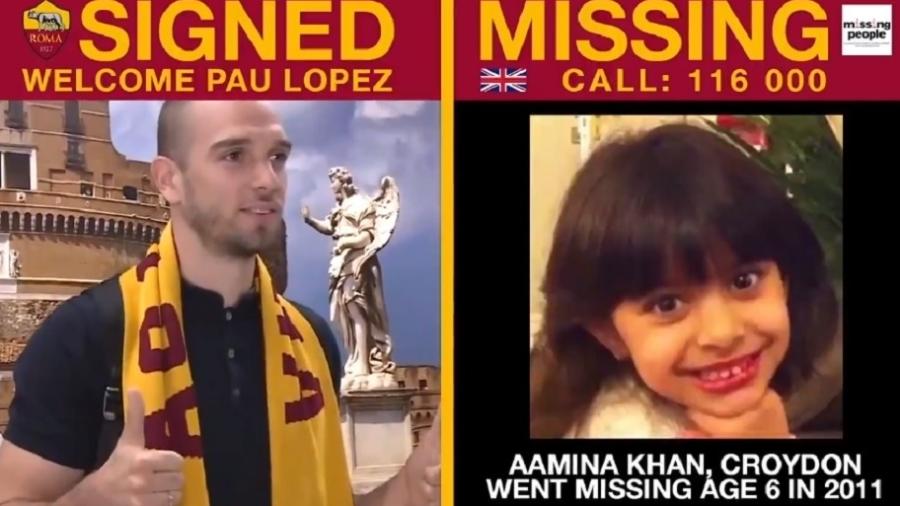 Campanha da Roma por crianças desaparecidas - Reprodução/Twitter