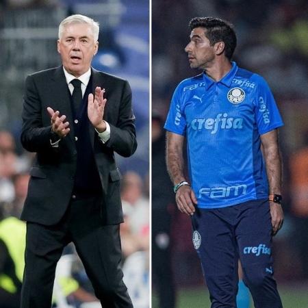 Os técnicos Carlo Ancelotti, do Real Madrid, e Abel Ferreira, do Palmeiras