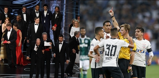 Qual erro foi pior: o do Oscar ou o do clássico Corinthians x Palmeiras? - Fotomontagem: MARK RALSTON/AFP e Rubens Cavallari/Folhapress