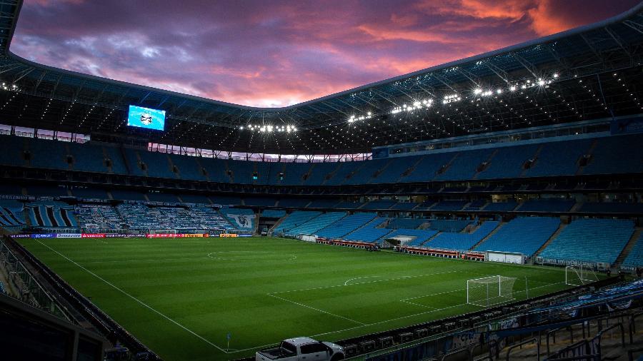 Arena do Grêmio pode voltar a receber público caso prefeito de Porto Alegre sancione projeto - Lucas Uebel/GFBPA