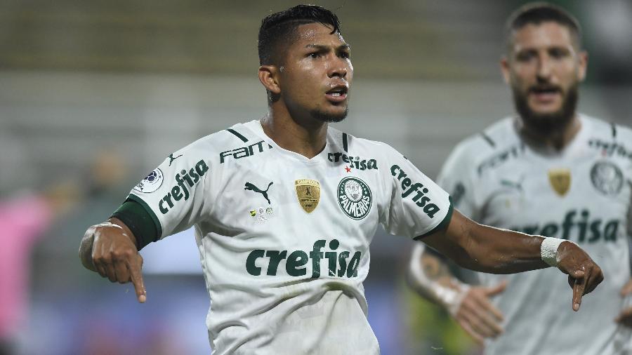 Rony comemora o gol do Palmeiras contra o Defensa y Justicia - Conmebol/ Divulgação