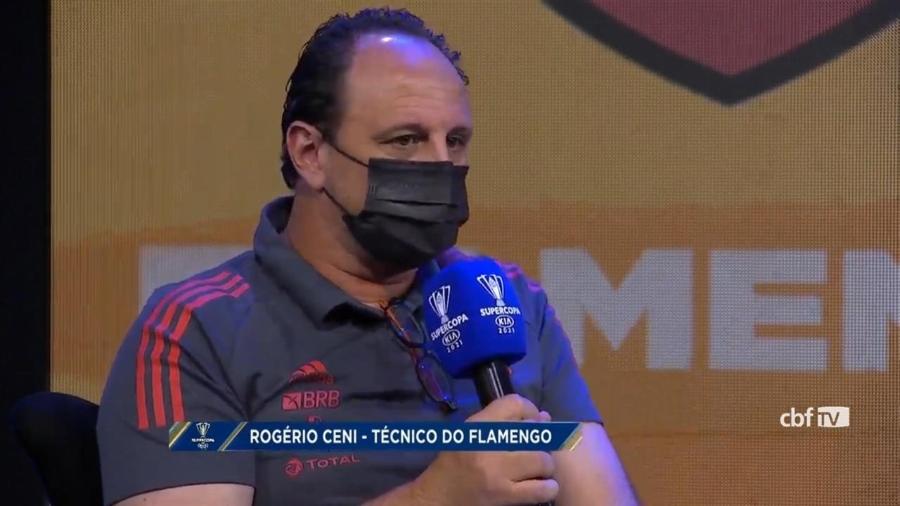 Técnico do Flamengo, Rogério Ceni participa de coletiva antes da final da Supercopa do Brasil - Reprodução / CBF TV