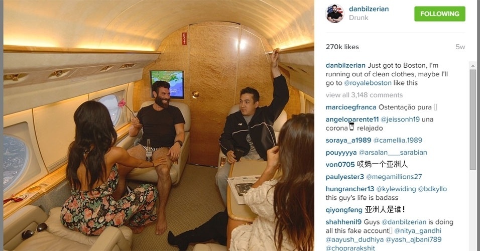 Interior do jatinho de Dan Bilzerian - Reprodução/Instagram