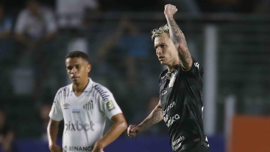 Róger Guedes comemora gol do Corinthians contra o Santos pelo Brasileirão - GUILHERME DIONíZIO/CÓDIGO19/ESTADÃO CONTEÚDO