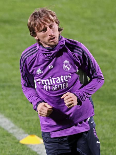 Luka Modric durante treino do Real Madrid em 2023. - AHMED YOSRI/REUTERS