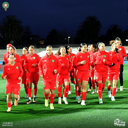 Jogadoras do Marrocos em treino durante a Copa do Mundo Feminina