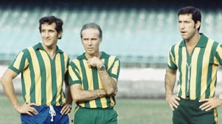 Parreira, Zagallo e Coutinho, membros da comissão técnica do Brasil na Copa de 1970