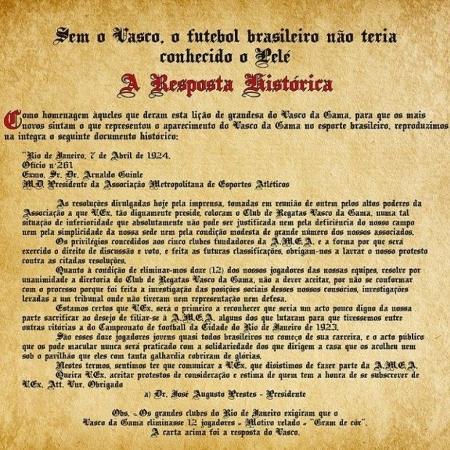 "Resposta Histórica" do Vasco, em 1924, foi um marco contra a discriminação racial e social no Brasil - Site oficial do Vasco