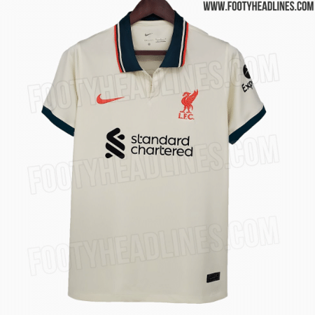 Suposta nova camisa 2 do Liverpool: creme e com gola polo - Reprodução/Footyheadlines.com