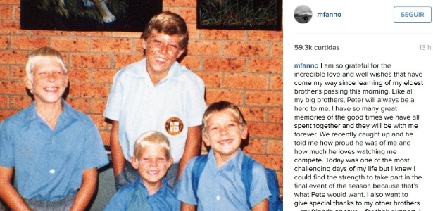Mick Fanning postou foto e mensagem no Instagram em memória do irmão Peter - Reprodução/Instagram