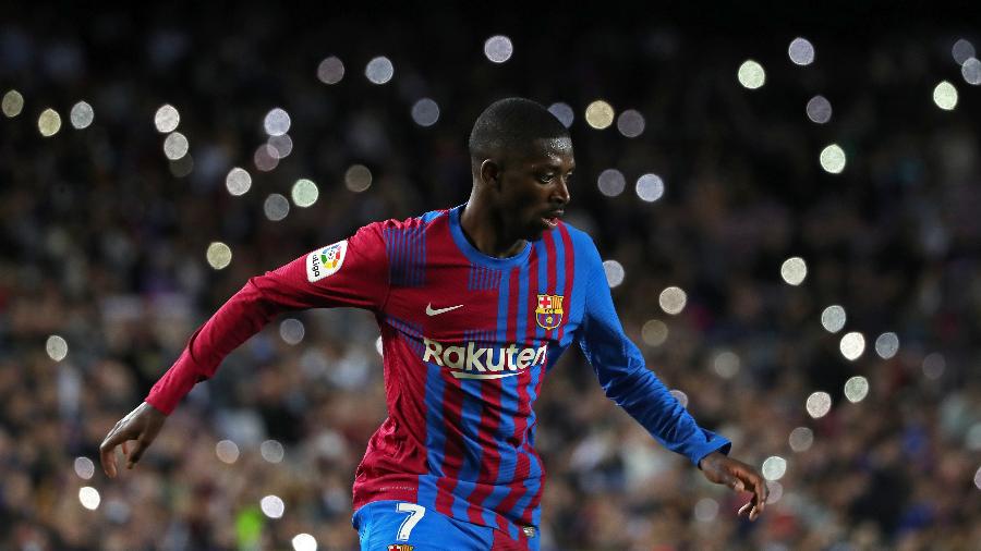 Dembélé durante partida entre o Barcelona e o Celta de Vigo em maio  - Joan Valls/Urbanandsport/NurPhoto via Getty Images