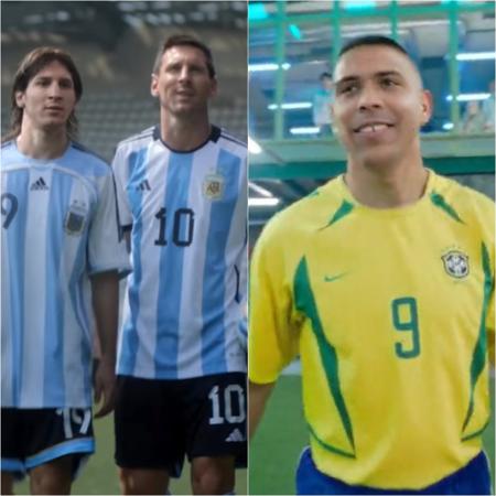 Messi de 2006, Messi atual e Ronaldo de 2002 - Reprodução