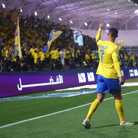 Cristiano Ronaldo comemora gol pelo Al Nassr, no Campeonato Saudita