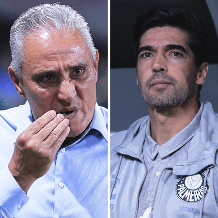 Os técnicos Tite e Abel Ferreira, de Flamengo e Palmeiras