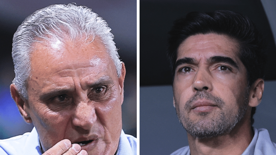 Os técnicos Tite e Abel Ferreira, de Flamengo e Palmeiras