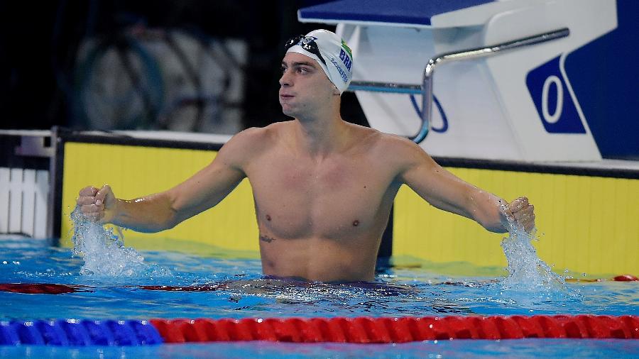 Fernando Scheffer vibra com vitória na prova dos 200m livre de natação pelo Pan - Alexandre Loureiro/COB