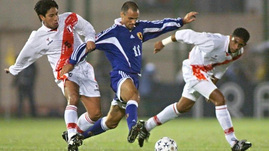 Wagner Lopes em ação pela seleção do Japão: ex-atacante do São Paulo jogou a Copa de 1998 pelo país asiático - Reprodução