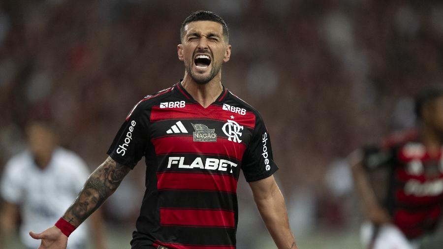 Arrascaeta comemora gol marcado pelo Flamengo contra o Bahia, pelo Brasileirão Série A Arrascaeta comemora gol marcado pelo Flamengo contra o Bahia, pelo Brasileirão Série A