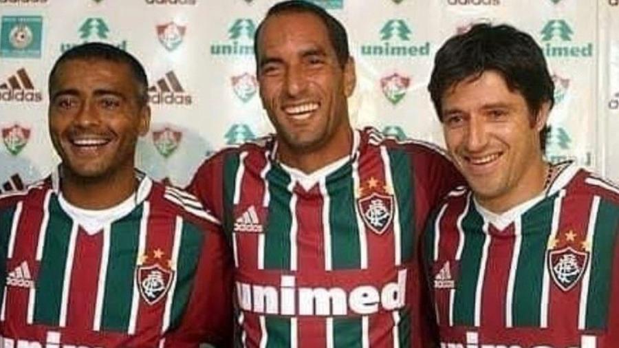 Romário, Edmundo e Ramon: Fluminense "galático" de 2004 - que ainda contava com Roger Flores - não vingou - Divulgação / Fluminense