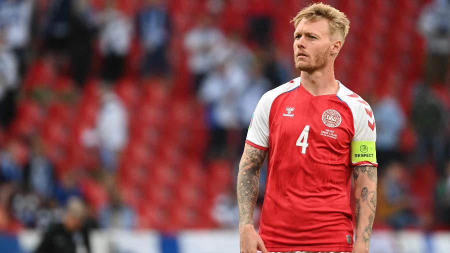  Simon Kjaer, capitão da Dinamarca na Eurocopa - Jonathan NACKSTRAND / POOL / AFP