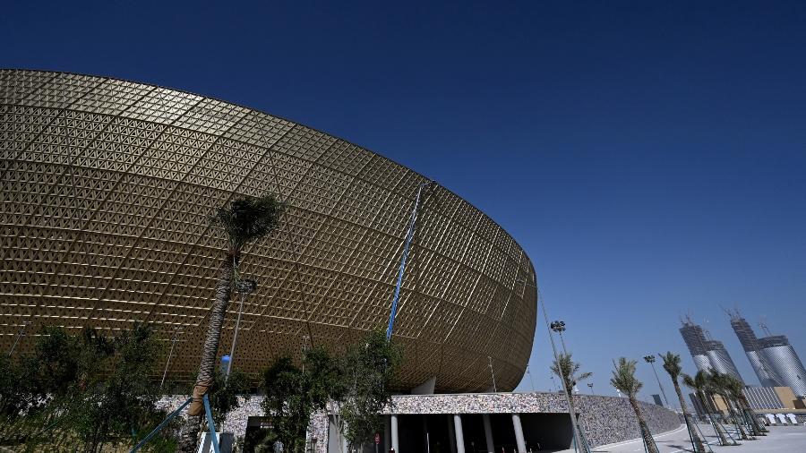 Imagem do Estádio de Lusail em 28 de março de 2022. Será o palco dos jogos contra Sérvia e Camarões - Gabriel Bouys/AFP