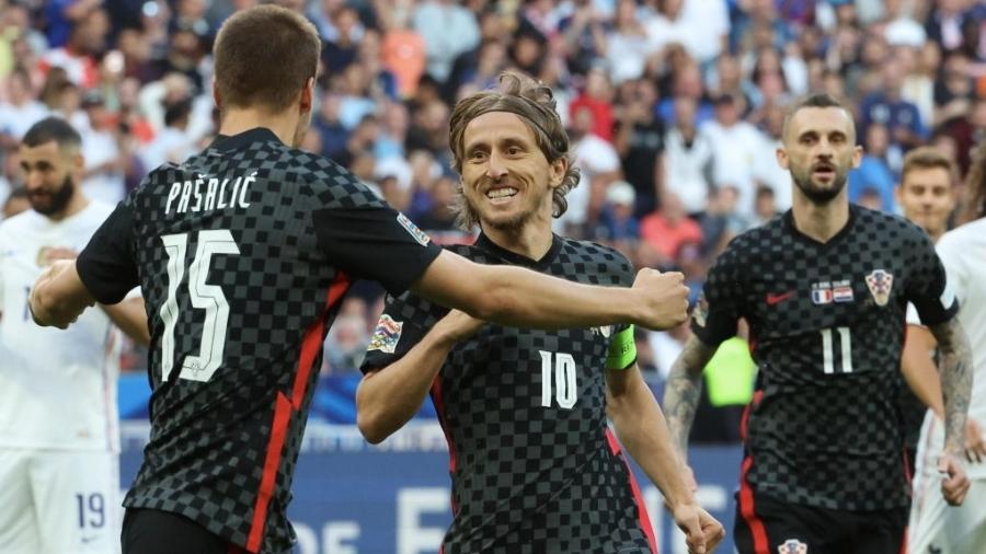 Modric comemora gol da Croácia sobre a França pela Liga das Nações - Xavier Laine/Getty Images