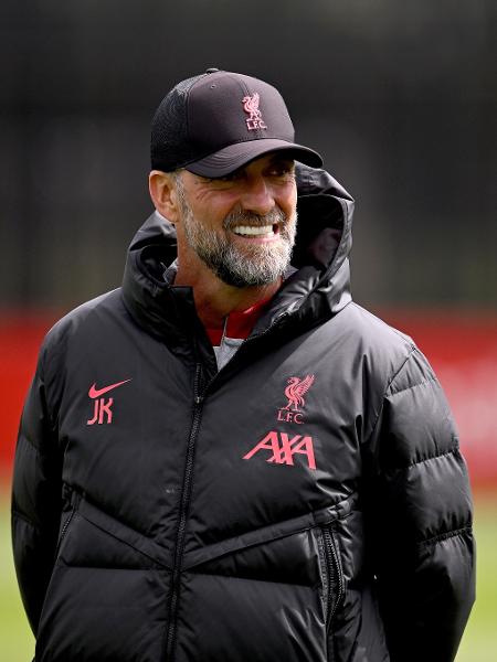 Jürgen Klopp, técnico do Liverpool, durante treino. - Andrew Powell/Liverpool FC via Getty Images