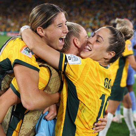 Jogadoras da Austrália comemoram classificação para as semifinais da Copa do Mundo feminina