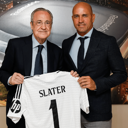 Kelly Slater recebe camisa do Real Madrid por Florentino Pérez Kelly Slater recebe camisa do Real Madrid por Florentino Pérez