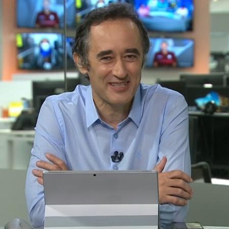Marcelo Barreto sem os habituais óculos no Redação SporTV - Reprodução/SporTV