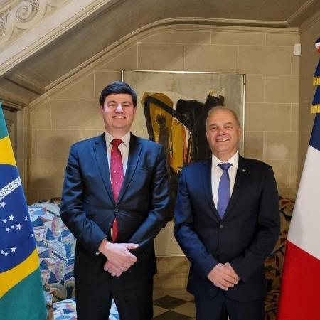 Caio Renault, Ministro Conselheiro da Embaixada do Brasil na França, e Presidente do COB, Paulo Wanderley - Camila Dantas/COB