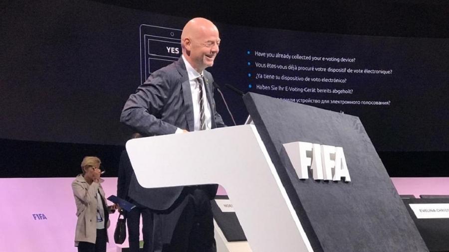 Gianni Infantino, presidente da Fifa, antes da reunião que o reelegeu - Jamil Chade/UOL