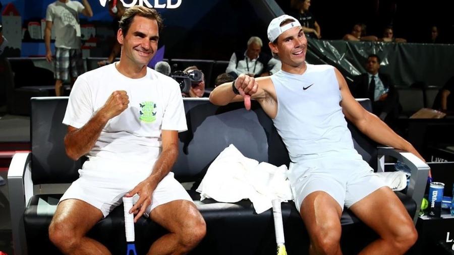 Roger Federer e Rafael Nadal disputam a Laver Cup - Reprodução/Instagram