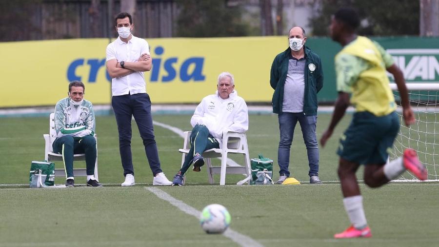 Vanderlei Luxemburgo, Edu Dracena, Antonio Mello e Cícero Souza assistem a treino do Palmeiras - Cesar Greco