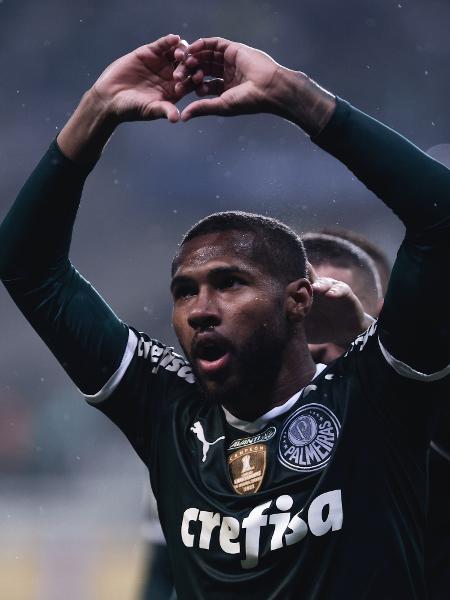 Wesley, jogador do Palmeiras, comemora seu gol durante partida contra o Botafogo - Ettore Chiereguini/AGIF