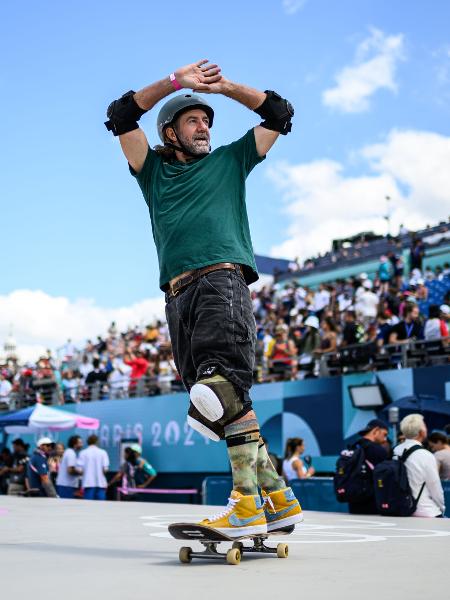 Dallas Oberholzer, skatista da África do Sul, no classificatório para a final do park nas Olimpíadas de Paris