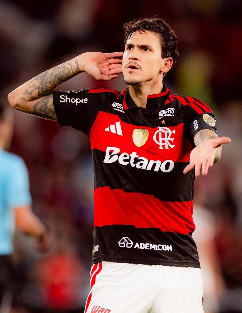 Pedro comemora gol pelo Flamengo sobre o Estudiantes - undefined