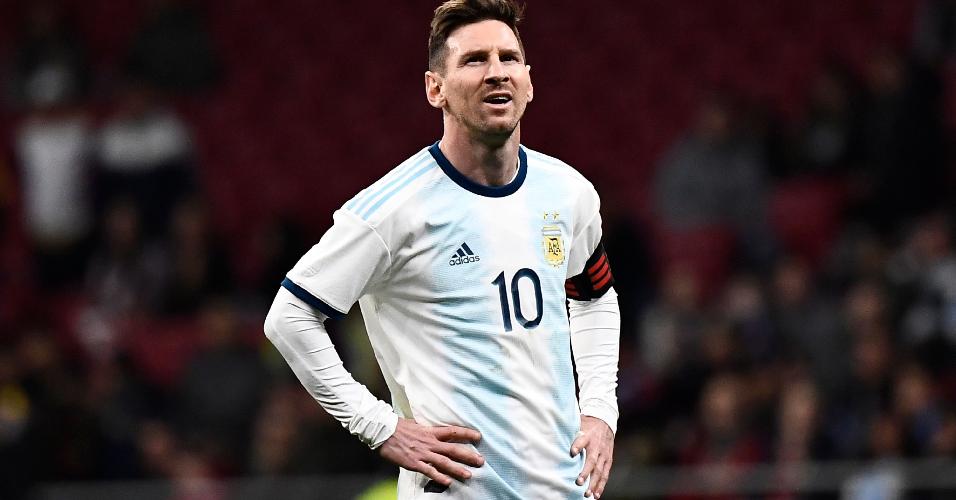 Messi, durante partida entre Argentina e Venezuela