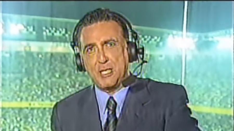 Galvão Bueno em Yokohama na final da Copa do Mundo de 2002 - Reprodução/YouTube