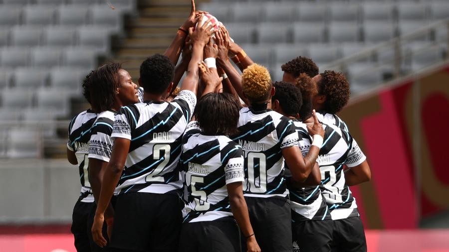 Seleção de Fiji durante partida contra o Brasil no rúgbi nas Olimpíadas de Tóquio - REUTERS/Edgard Garrido