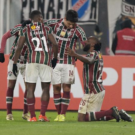 Manoel, do Fluminense, comemora seu gol contra o Colo-Colo, pela Libertadores - Rodrigo Arangua/AFP
