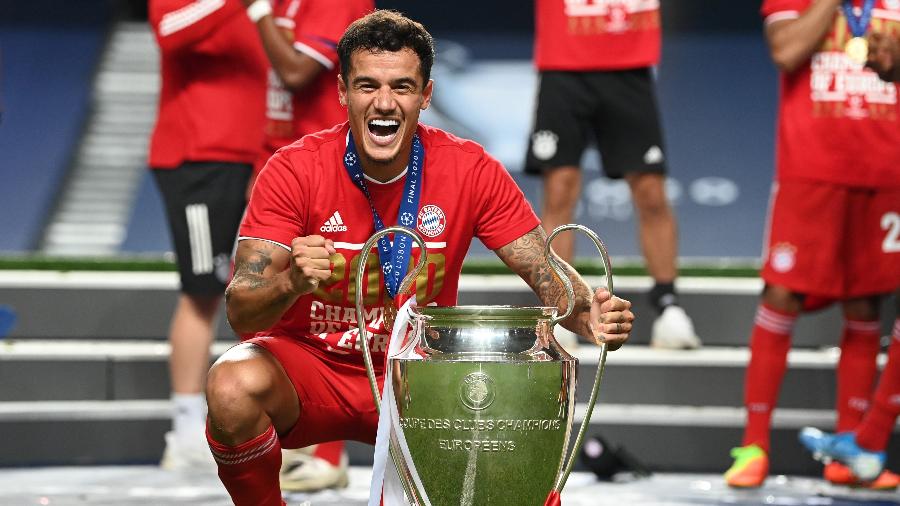 Philippe Coutinho comemora título da Liga dos Campeões pelo Bayern - Michael Regan - UEFA/UEFA via Getty Images