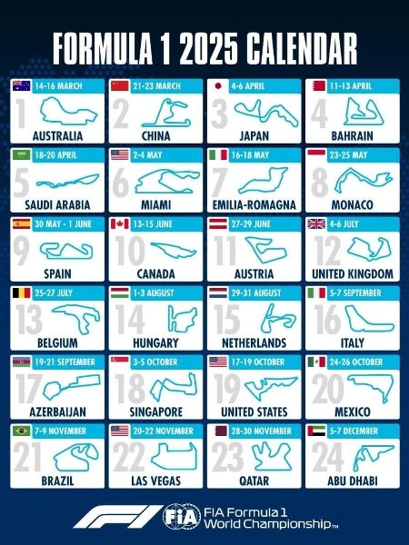 Calendário da Fórmula 1 de 2025