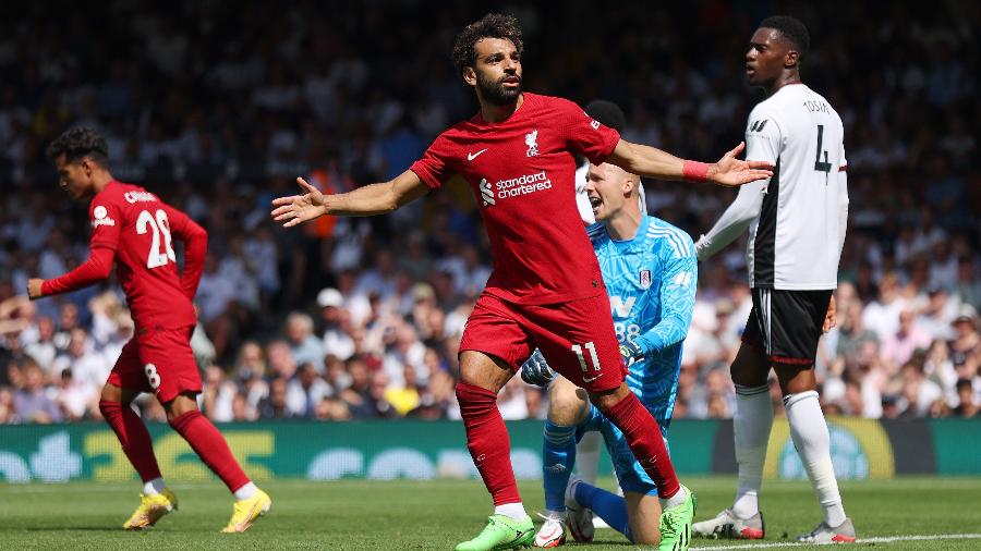 Salah comemora gol de empate do Liverpool contra o Fulham - Reprodução/Twitter/LFC