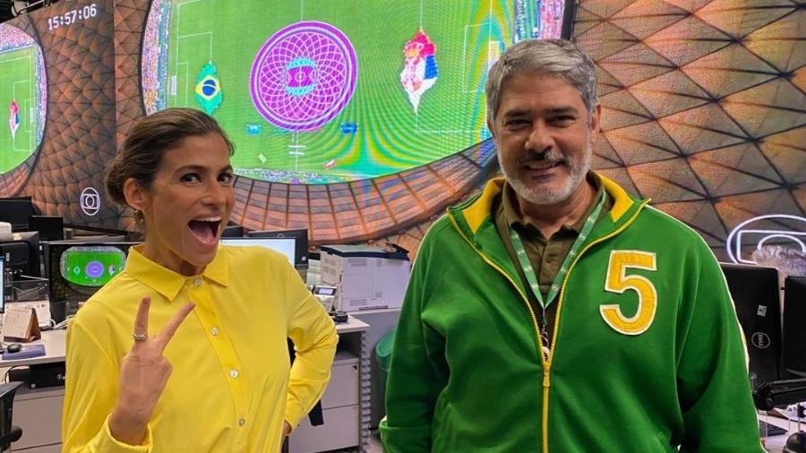 Renata Vasconcellos e William Bonner se vestiram de verde e amarelo para o jogo da seleção - Reprodução/Instagram