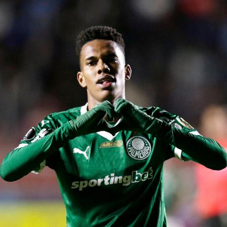 Estêvão comemora gol marcado pelo Palmeiras contra o Bolívar na Libertadores - Manuel Claure/REUTERS