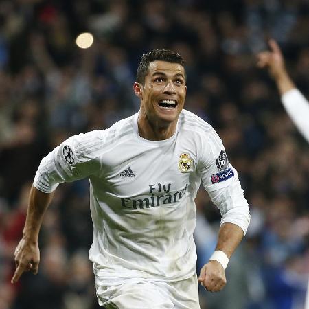 Cristiano Ronaldo comemora na vitória do Real Madrid sobre o Wolfsburg: maior virada do clube na Champions Cristiano Ronaldo comemora na vitória do Real Madrid sobre o Wolfsburg: maior virada do clube na Champions